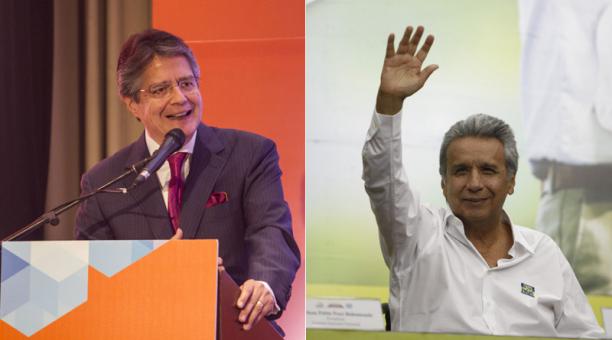 Tres firmas encuestadoras dieron a conocer los resultados de intención de voto, Guillermo lasso (izq.) y Lenin Moreno, han bajado un poco. Foto: Archivos