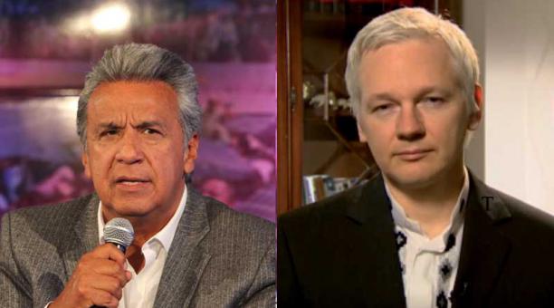 El presidente Lenín Moreno se refirió a las declaraciones de Julián Assange respecto del candidato Guillermo Lasso. Fotos: Agencia y Archivo