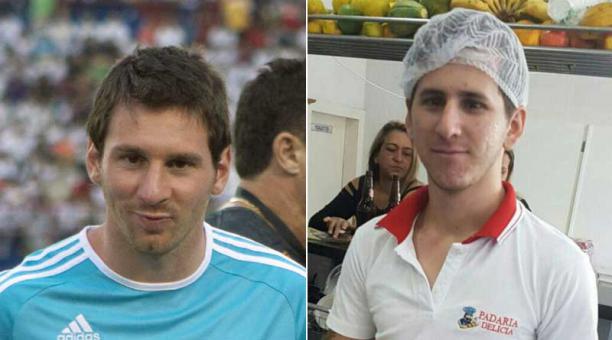 Una foto de Lionel Messi en el 2015 y de su clon brasileño. Foto: Archivo e Twitter.
