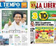 Portadas de diario El Tiempo y La Libertad. Foto: Kiosko.net