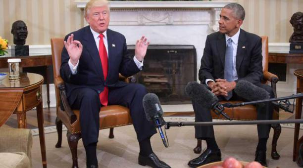 El presidente Barack Obama y el presidente electo Donald Trump en la Casa Blanca. Foto: AFP