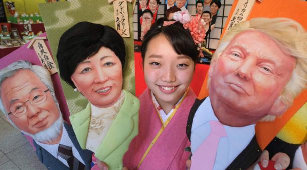 Donald Trump es reconocido en Japón junto a otros personajes de la política nipona. Foto: AFP