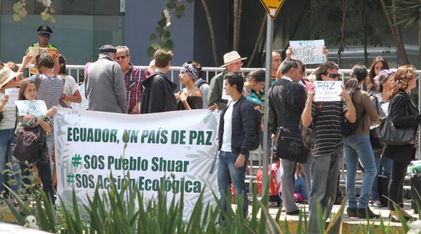 Miembros de Acción Ecológica fueron a la oficina de la ONU. Foto: Eduardo Terán / ÚN