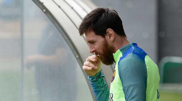 Lionel Messi, durante los entrenamientos del FC Barcelona. Foto: AFP