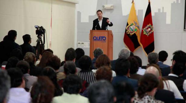 La rendición de cuentas del alcalde Rodas fue en el auditorio de la Epmaps. Foto: Paúl Rivas / ÚN