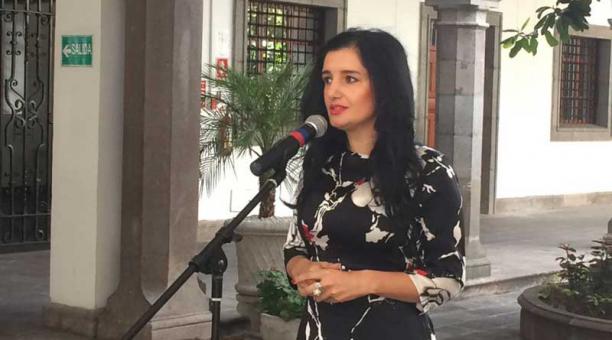 Rossana Alvarado, ministra de Justicia en declaraciones este lunes 5 de junio en el Palacio de Gobierno ecuatoriano. Foto: Pavel Calahorrano / ÚN