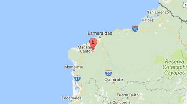 Según informó el Instituto Geofísico, el sismo se produjo a las 07:09 a una distancia de 16,22 kilómetros en Atacames, en Esmeraldas. Foto: Captura de pantalla