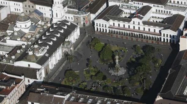 Foto aérea de la Plaza Grande en el Centro Histórico. Foto: Archivo / ÚN
