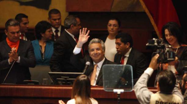 El presidente Lenín Moreno en la Asamblea Nacional el jueves 24 de agosto del 2017. Foto: Patricio Terán / ÚN