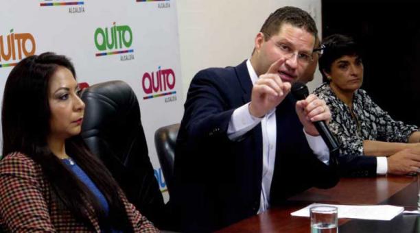 El alcalde Mauricio Rodas durante una rueda de prensa este miércoles 6 de septiembre del 2017. Foto: Cortesía / Municipio de Quito