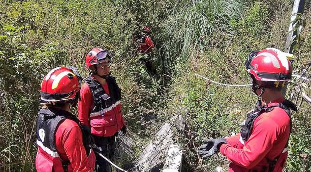 Ayer, 7 de junio del 2018, se montó un operativo para buscar a la maestra en la quebrada de Guápulo. Foto: Twitter Bomberos Quito