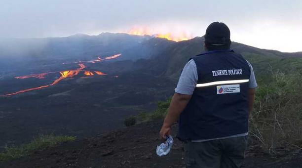 La erupción del Sierra Negra, en la isla Isabela, empezó a primeros de julio. Foto: cortesía Gobierno de Galápagos