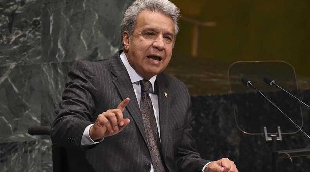 El presidente Lenín Moreno está en Nueva York adonde asistió a la Asamblea General de la ONU. Foto: AFP