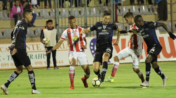 Independiente del Valle derrotó 2 a 0 al Técnico Universitario en el estadio Bellavista de Ambato. Foto: API