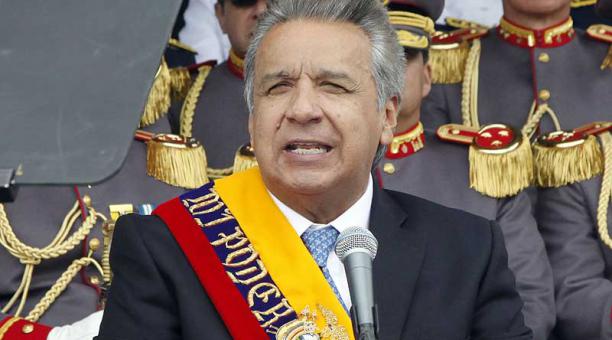El presidente Lenín Moreno participó ayer, 20 de diciembre del 2018, en la ceremonia de posesión del Alto Mando Militar, en Parcayacu. Foto: Patricio Teran / ÚN