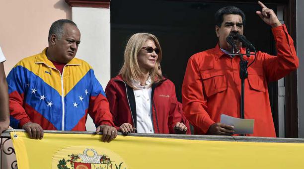 Nicolás Maduro dio un discurso tras la autoproclamación de Juan Guaidó como presidente de Venezuela. Foto: AFP