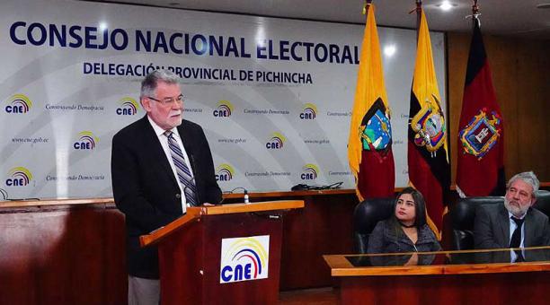 Enrique Pita, vicepresidente del CNE, durante una intervención este martes 5 de febrero del 2019. Foto: Twitter CNE
