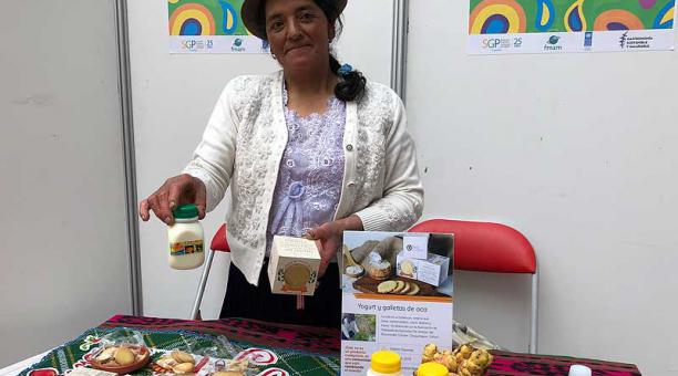 Mercedes Siguencia estuvo en la feria alimenticia que organizó la UDLA. Foto: Ana Guerrero / ÚN