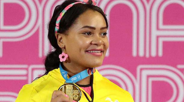 El orgullo del oro con  Neisi Dajomes.   Consiguió el único oro hasta el momento y a sus 21 años es una de las figuras del deporte ecuatoriano. Foto: cortesía