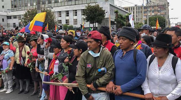 La marcha indígena salió del parque El Arbolito en Quito este 9 de octubre del 2019. Foto: Diego Pallero / ÚN