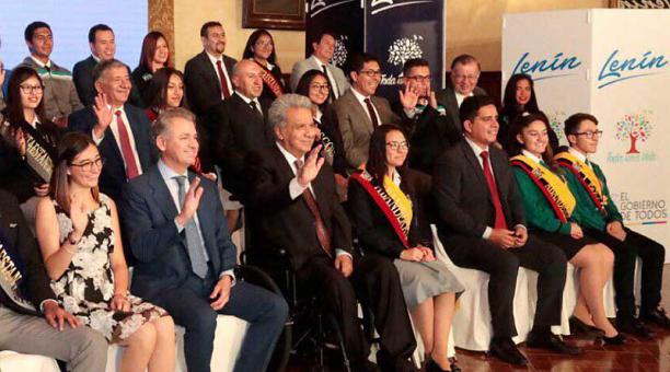 El presidente Lenín Moreno en el Encuentro Nacional para la Educación Superior en Quito. Foto: Twitter Educación Superior Ecuador