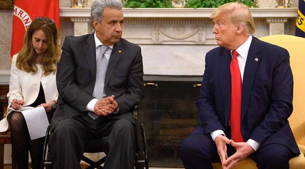 Lenín Moreno y el presidente Donald Trump se reunieron el 12 de febrero del 2020 en la Casa Blanca. Foto: AFP