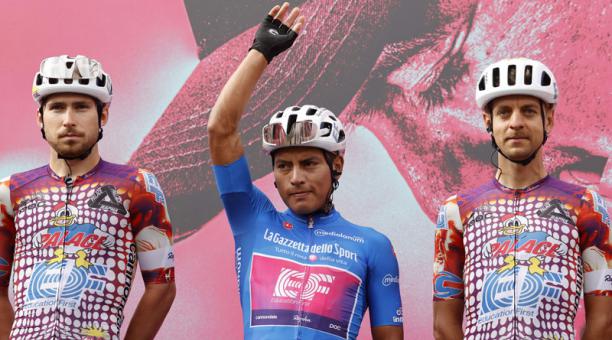 Jonathan Caicedo, ciclista ecuatoriano del EF, con la camiseta de líder de la montaña en el Giro de Italia. El tricolor perdió esa camiseta en la quinta etapa, el 7 de octubre del 2020. Foto: AFP