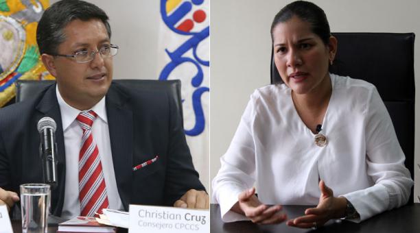 Christian Cruz (izq.) fue destituido el martes por la Asamblea. Sofía  Almeida presidirá el Cpccs. Foto: archivo/ÚN