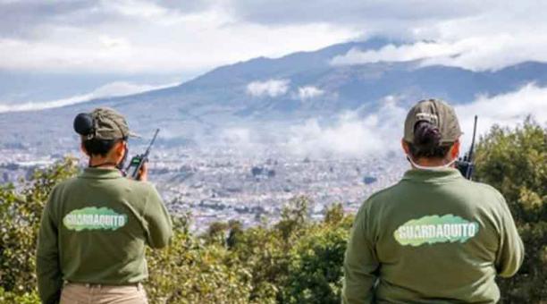 Hombres y mujeres permanecen alerta por si se ve una señal de fuego. Foto: cortesía Cuerpo de Bomberos de Quito