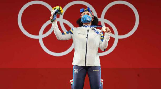 Neisi Dajomes triunfó en la categoría de 76 kg en los Juegos Olímpicos de Tokio. Foto: Comité Olímpico Ecuatoriano