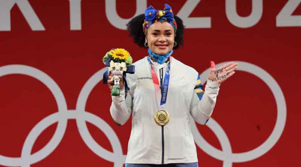 La medalla olímpica la ganó y la dedicó a su madre y hermano, que siempre la alentaron. Foto: Comité Olímpico Ecuatoriano