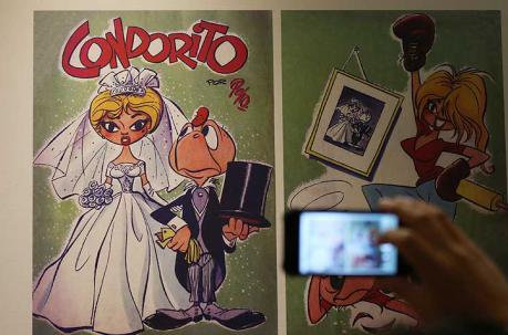 La exposición 'Las vidas de Condorito' ahonda en las particularidades de una caricatura que supo retratar con esmero y humor a la sociedad chilena. Foto: EFE