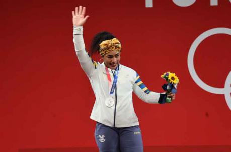 Tamara levantó 113 kilogramos en arrancada y 150 en dos tiempos, para un total de 263 kilogramos. Foto: Comité Olímpico Ecuatoriano