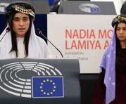 Lamiya Aji Bashar y Nadia Murad fueron esclavas sexuales de ISIS. Foto: AFP