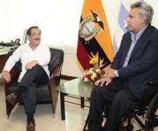El alcalde Jaime Nebot (izq.) en su reunión con el presidente Lenín Moreno. Foto: Mario Faustos / ÚN