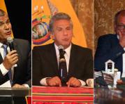 Correa, Moreno y Glas protagonizaron ayer un intercambio de declaraciones que agudizaron la crisis interna. Fotos: Archivo