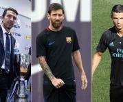 Tres ‘cracks’ son las cartas bravas de la UEFA.  Buffón, Messi y Ronaldo. Fotos: Agencias
