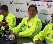 Rueda de prensa en la PJ el Coronel Ramiro Ortega informó sobre la captura de un presunto violador docente en una escuela al sur de Quito. Foto: Paúl Rivas / ÚN