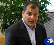 El expresidente Rafael Correa durante una entrevista en Bélgica. Foto: EFE