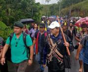Foto cortesía de la Confeniae sobre la marcha indígena que pretende llegar a Quito.