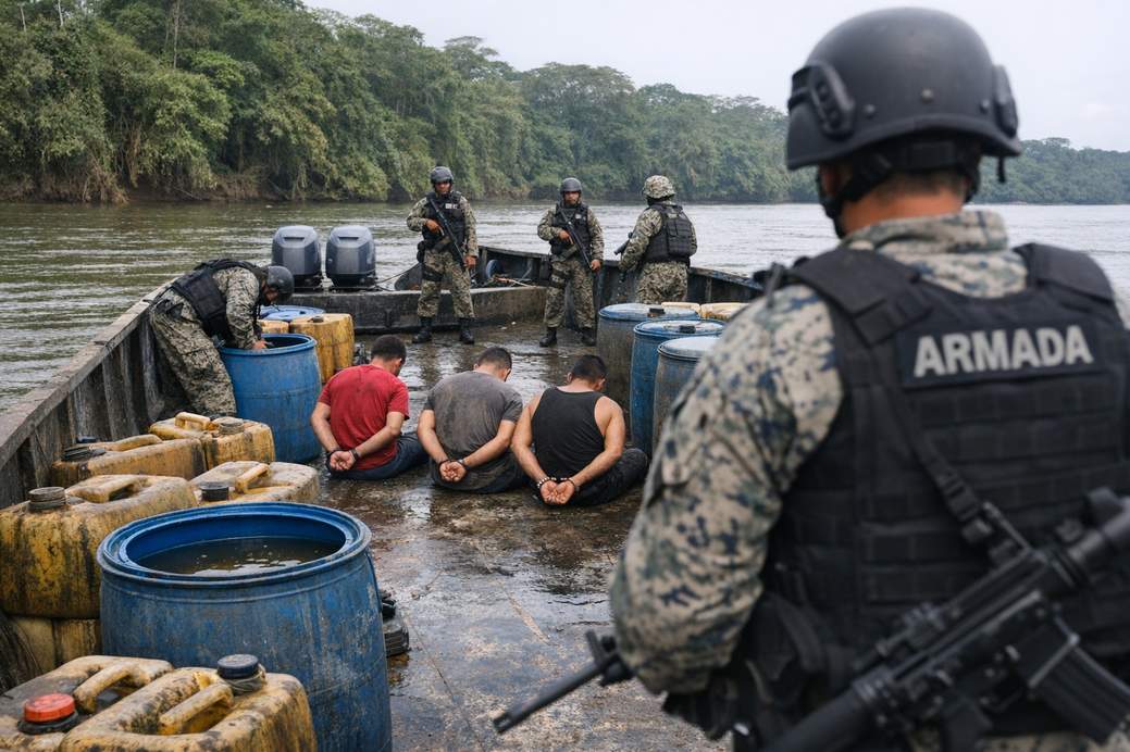 La Armada del Ecuador intercepta un lanchón en Río Verde–Rocafuerte