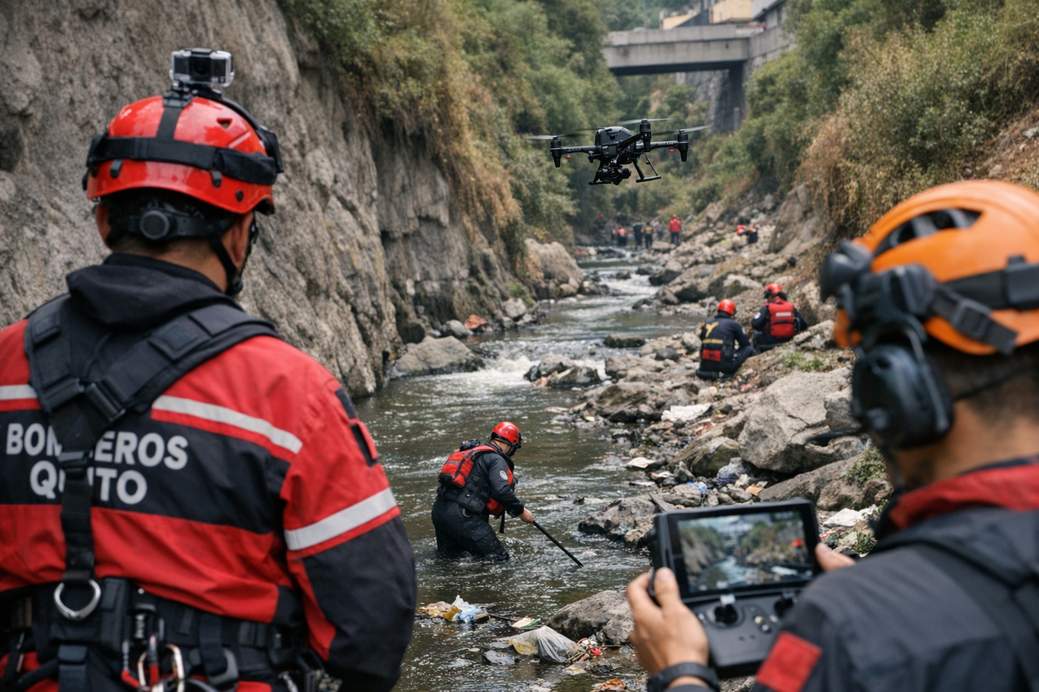 Los bomberos de Quito publican el vídeo del sexto día de la búsqueda de Lizeth Bunshi