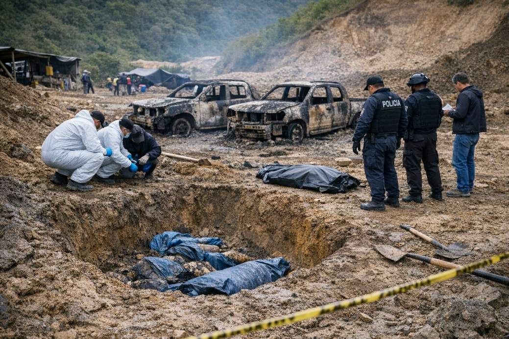 Hallan ocho cadáveres cerca de una mina ilegal en Azuay