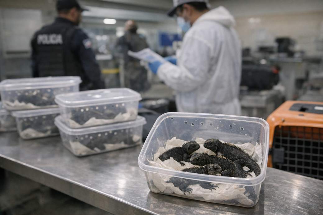 Se ordena la prisión preventiva tras la incautación de 32 iguanas de las Galápagos en el aeropuerto de Quito